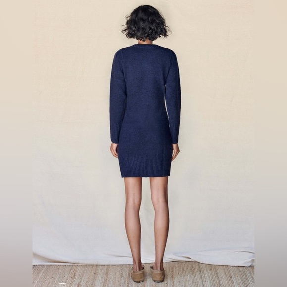 Sundry Puffsleeve Blue Wool Blend Long Sleeve Crewneck Sweater Dress NWT Sz 1/S - Picture 3 of 12